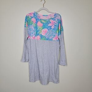 Lilly Pulitzer Finn long sleeved shirt dress  multi swizzle floral print medium